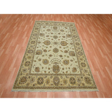 Load image into Gallery viewer, 5&#39;7&quot;x8&#39; Bone White, Agra with Ziegler Design, Colorful Leaf Pattern, Hand Knotted, Pure Wool, Zero Pile, Oriental Rug FWR458148