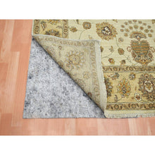 Load image into Gallery viewer, 5&#39;7&quot;x8&#39; Bone White, Agra with Ziegler Design, Colorful Leaf Pattern, Hand Knotted, Pure Wool, Zero Pile, Oriental Rug FWR458148