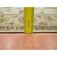 Load image into Gallery viewer, 5&#39;7&quot;x8&#39; Bone White, Agra with Ziegler Design, Colorful Leaf Pattern, Hand Knotted, Pure Wool, Zero Pile, Oriental Rug FWR458148