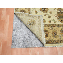 Load image into Gallery viewer, 5&#39;6&quot;x8&#39; Boulder Ivory, Agra with Ziegler Design, Colorful Leaf Pattern, Hand Knotted, Pure Wool, Zero Pile, Oriental Rug FWR458154