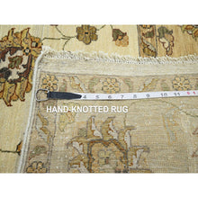 Load image into Gallery viewer, 5&#39;6&quot;x8&#39; Boulder Ivory, Agra With Ziegler Design, Colorful Leaf Pattern, Hand Knotted, Pure Wool, Zero Pile, Oriental Rug FWR458154