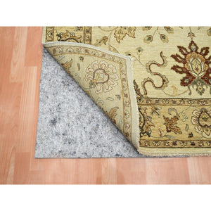 5'8"x7'10" Parchment White, Agra with Ziegler Design, Colorful Leaf Pattern, Hand Knotted, Vegetable Dyes, Zero Pile, Pure Wool, Oriental Rug FWR458160