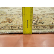 Load image into Gallery viewer, 5&#39;8&quot;x7&#39;10&quot; Parchment White, Agra with Ziegler Design, Colorful Leaf Pattern, Hand Knotted, Vegetable Dyes, Zero Pile, Pure Wool, Oriental Rug FWR458160