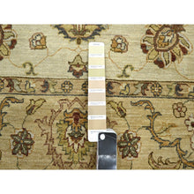 Load image into Gallery viewer, 5&#39;6&quot;x8&#39;1&quot; Linen White, Pure Wool, Agra With Ziegler Design, Colorful Leaf Pattern, Zero Pile, Hand Knotted, Oriental Rug FWR458166