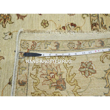 Load image into Gallery viewer, 5&#39;6&quot;x8&#39;1&quot; Linen White, Pure Wool, Agra With Ziegler Design, Colorful Leaf Pattern, Zero Pile, Hand Knotted, Oriental Rug FWR458166