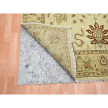 Load image into Gallery viewer, 5&#39;5&quot;x8&#39;1&quot; Bone White, Agra with Ziegler Design, Colorful Leaf Pattern, Hand Knotted, 100% Wool, Zero Pile, Oriental Rug FWR458172