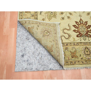 5'5"x8'1" Bone White, Agra with Ziegler Design, Colorful Leaf Pattern, Hand Knotted, 100% Wool, Zero Pile, Oriental Rug FWR458172
