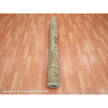 Load image into Gallery viewer, 5&#39;5&quot;x8&#39;1&quot; Bone White, Agra with Ziegler Design, Colorful Leaf Pattern, Hand Knotted, 100% Wool, Zero Pile, Oriental Rug FWR458172