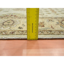 Load image into Gallery viewer, 5&#39;5&quot;x8&#39;1&quot; Bone White, Agra With Ziegler Design, Colorful Leaf Pattern, Hand Knotted, 100% Wool, Zero Pile, Oriental Rug FWR458172