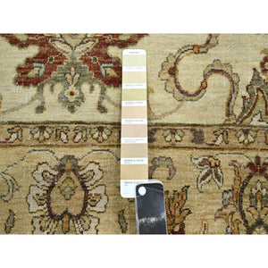 5'4"x8' Boulder White, Agra with Ziegler Design, Colorful Leaf Pattern, Pure Wool, Hand Knotted, Oriental Rug FWR458178