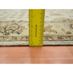 5'4"x8' Boulder White, Agra with Ziegler Design, Colorful Leaf Pattern, Pure Wool, Hand Knotted, Oriental Rug FWR458178