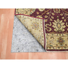 Load image into Gallery viewer, 5&#39;1&quot;x6&#39;5&quot; Burgundy Red, Agra With Ziegler Design, Colorful Leaf Pattern, Hand Knotted, Pure Wool, Zero Pile, Oriental Rug FWR458184
