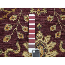 Load image into Gallery viewer, 5&#39;1&quot;x6&#39;5&quot; Burgundy Red, Agra with Ziegler Design, Colorful Leaf Pattern, Hand Knotted, Pure Wool, Zero Pile, Oriental Rug FWR458184