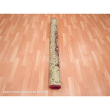 Load image into Gallery viewer, 5&#39;1&quot;x6&#39;5&quot; Burgundy Red, Agra with Ziegler Design, Colorful Leaf Pattern, Hand Knotted, Pure Wool, Zero Pile, Oriental Rug FWR458184