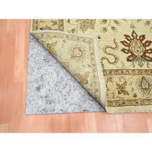Load image into Gallery viewer, 5&#39;5&quot;x8&#39;4&quot; Parchment White, Hand Knotted, Agra with Ziegler Design, All Over Leaf Pattern, Pure Wool, Zero Pile, Oriental Rug FWR458190