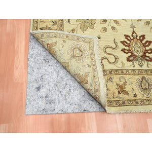 5'5"x8'4" Parchment White, Hand Knotted, Agra with Ziegler Design, All Over Leaf Pattern, Pure Wool, Zero Pile, Oriental Rug FWR458190