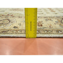 Load image into Gallery viewer, 5&#39;5&quot;x8&#39;4&quot; Parchment White, Hand Knotted, Agra With Ziegler Design, All Over Leaf Pattern, Pure Wool, Zero Pile, Oriental Rug FWR458190