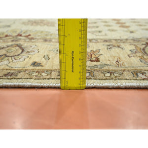5'5"x8'4" Parchment White, Hand Knotted, Agra with Ziegler Design, All Over Leaf Pattern, Pure Wool, Zero Pile, Oriental Rug FWR458190