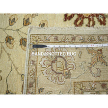 Load image into Gallery viewer, 5&#39;5&quot;x8&#39;4&quot; Parchment White, Hand Knotted, Agra With Ziegler Design, All Over Leaf Pattern, Pure Wool, Zero Pile, Oriental Rug FWR458190
