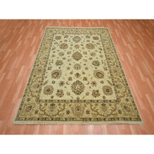 Load image into Gallery viewer, 6&#39;5&quot;x8&#39;2&quot; Boulder White, Agra with Ziegler Design, All Over Leaf Pattern, Zero Pile, Hand Knotted, Pure Wool, Oriental Rug FWR458196