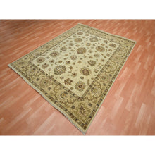 Load image into Gallery viewer, 6&#39;5&quot;x8&#39;2&quot; Boulder White, Agra with Ziegler Design, All Over Leaf Pattern, Zero Pile, Hand Knotted, Pure Wool, Oriental Rug FWR458196