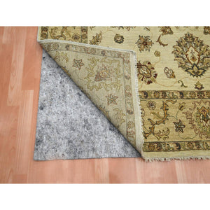 6'5"x8'2" Boulder White, Agra with Ziegler Design, All Over Leaf Pattern, Zero Pile, Hand Knotted, Pure Wool, Oriental Rug FWR458196