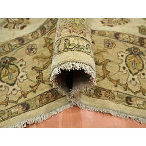6'5"x8'2" Boulder White, Agra With Ziegler Design, All Over Leaf Pattern, Zero Pile, Hand Knotted, Pure Wool, Oriental Rug FWR458196