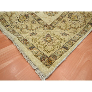 6'5"x8'2" Boulder White, Agra with Ziegler Design, All Over Leaf Pattern, Zero Pile, Hand Knotted, Pure Wool, Oriental Rug FWR458196