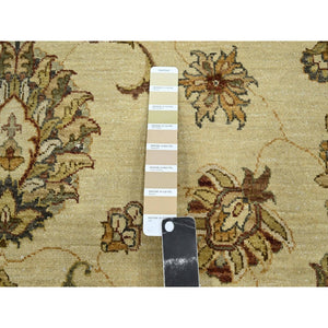 6'5"x8'2" Boulder White, Agra with Ziegler Design, All Over Leaf Pattern, Zero Pile, Hand Knotted, Pure Wool, Oriental Rug FWR458196