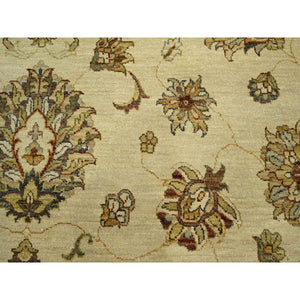 6'5"x8'2" Boulder White, Agra with Ziegler Design, All Over Leaf Pattern, Zero Pile, Hand Knotted, Pure Wool, Oriental Rug FWR458196