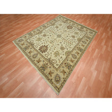 Load image into Gallery viewer, 6&#39;5&quot;x8&#39;1&quot; Bone White, Hand Knotted, All Over Leaf Pattern, Agra with Ziegler Design, Zero Pile, Pure Wool, Oriental Rug FWR458202
