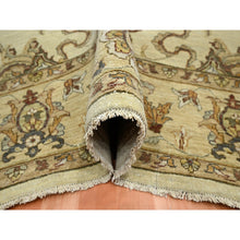 Load image into Gallery viewer, 6&#39;5&quot;x8&#39;1&quot; Bone White, Hand Knotted, All Over Leaf Pattern, Agra with Ziegler Design, Zero Pile, Pure Wool, Oriental Rug FWR458202