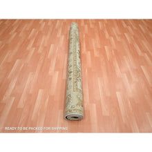 Load image into Gallery viewer, 6&#39;5&quot;x8&#39;1&quot; Bone White, Hand Knotted, All Over Leaf Pattern, Agra with Ziegler Design, Zero Pile, Pure Wool, Oriental Rug FWR458202