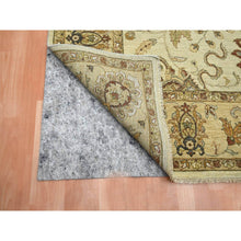 Load image into Gallery viewer, 7&#39;3&quot;x9&#39;3&quot; Linen White, Hand Knotted, Agra With Ziegler Design, All Over Leaf Pattern, 100% Wool, Zero Pile, Oriental Rug FWR458208