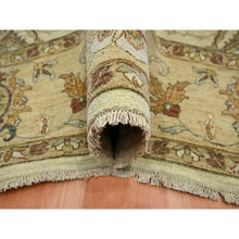Load image into Gallery viewer, 7&#39;3&quot;x9&#39;3&quot; Linen White, Hand Knotted, Agra with Ziegler Design, All Over Leaf Pattern, 100% Wool, Zero Pile, Oriental Rug FWR458208