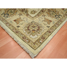 Load image into Gallery viewer, 7&#39;3&quot;x9&#39;3&quot; Linen White, Hand Knotted, Agra with Ziegler Design, All Over Leaf Pattern, 100% Wool, Zero Pile, Oriental Rug FWR458208