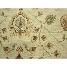 Load image into Gallery viewer, 7&#39;3&quot;x9&#39;3&quot; Linen White, Hand Knotted, Agra with Ziegler Design, All Over Leaf Pattern, 100% Wool, Zero Pile, Oriental Rug FWR458208