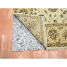 Load image into Gallery viewer, 7&#39;2&quot;x9&#39;4&quot; Parchment White, Agra with Ziegler Design, All Over Leaf Pattern, Zero Pile, Hand Knotted, Pure Wool, Oriental Rug FWR458214
