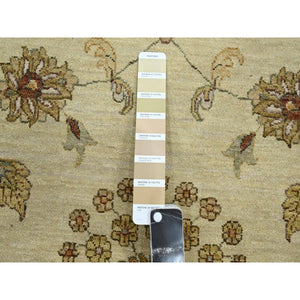 7'2"x9'4" Parchment White, Agra with Ziegler Design, All Over Leaf Pattern, Zero Pile, Hand Knotted, Pure Wool, Oriental Rug FWR458214