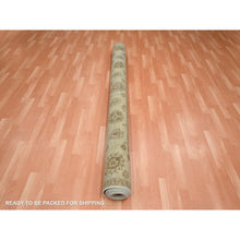 Load image into Gallery viewer, 7&#39;2&quot;x9&#39;4&quot; Parchment White, Agra with Ziegler Design, All Over Leaf Pattern, Zero Pile, Hand Knotted, Pure Wool, Oriental Rug FWR458214