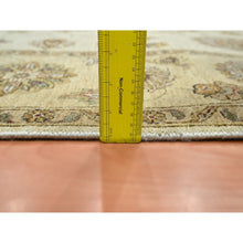 Load image into Gallery viewer, 7&#39;2&quot;x9&#39;4&quot; Parchment White, Agra with Ziegler Design, All Over Leaf Pattern, Zero Pile, Hand Knotted, Pure Wool, Oriental Rug FWR458214