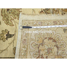 Load image into Gallery viewer, 7&#39;3&quot;x9&#39;3&quot; Linen White, Hand Knotted, Agra with Ziegler Design, All Over Leaf Pattern, 100% Wool, Zero Pile, Oriental Rug FWR458208