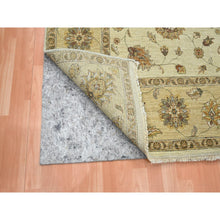 Load image into Gallery viewer, 7&#39;3&quot;x9&#39;3&quot; Linen White, Hand Knotted, Agra with Ziegler Design, All Over Leaf Pattern, Zero Pile, Pure Wool, Oriental Rug FWR458226