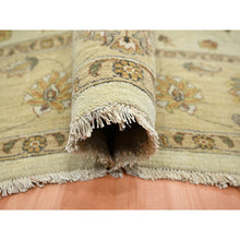 Load image into Gallery viewer, 7&#39;3&quot;x9&#39;3&quot; Linen White, Hand Knotted, Agra with Ziegler Design, All Over Leaf Pattern, Zero Pile, Pure Wool, Oriental Rug FWR458226