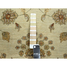 Load image into Gallery viewer, 7&#39;3&quot;x9&#39;3&quot; Linen White, Hand Knotted, Agra with Ziegler Design, All Over Leaf Pattern, Zero Pile, Pure Wool, Oriental Rug FWR458226