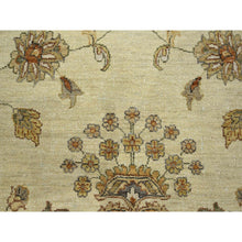 Load image into Gallery viewer, 7&#39;3&quot;x9&#39;3&quot; Linen White, Hand Knotted, Agra With Ziegler Design, All Over Leaf Pattern, Zero Pile, Pure Wool, Oriental Rug FWR458226
