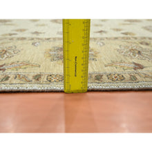 Load image into Gallery viewer, 7&#39;3&quot;x9&#39;3&quot; Linen White, Hand Knotted, Agra with Ziegler Design, All Over Leaf Pattern, Zero Pile, Pure Wool, Oriental Rug FWR458226