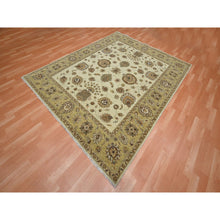 Load image into Gallery viewer, 6&#39;6&quot;x8&#39; Bone White, Agra with Ziegler Design, All Over Leaf Pattern, Zero Pile, Hand Knotted, Pure Wool, Oriental Rug FWR458232