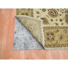 Load image into Gallery viewer, 6&#39;6&quot;x8&#39; Bone White, Agra with Ziegler Design, All Over Leaf Pattern, Zero Pile, Hand Knotted, Pure Wool, Oriental Rug FWR458232