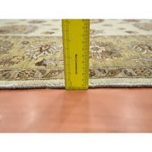 Load image into Gallery viewer, 6&#39;6&quot;x8&#39; Bone White, Agra with Ziegler Design, All Over Leaf Pattern, Zero Pile, Hand Knotted, Pure Wool, Oriental Rug FWR458232